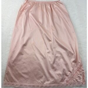 Vintage 90s Bestform Nylon Half Slip Skirt Women Medium Pink Lace Trim